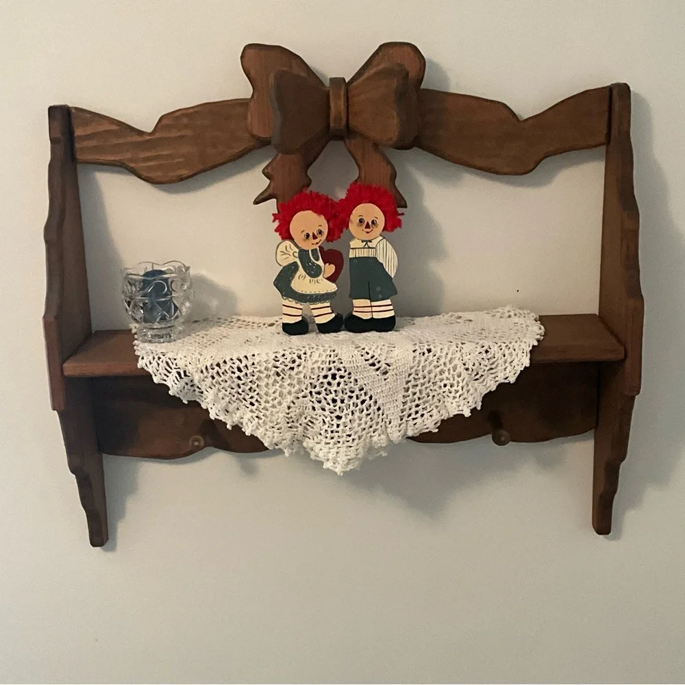 Vintage Raggedy Ann And Andy Wooden Hand Painted Shelf Sitters (Only)